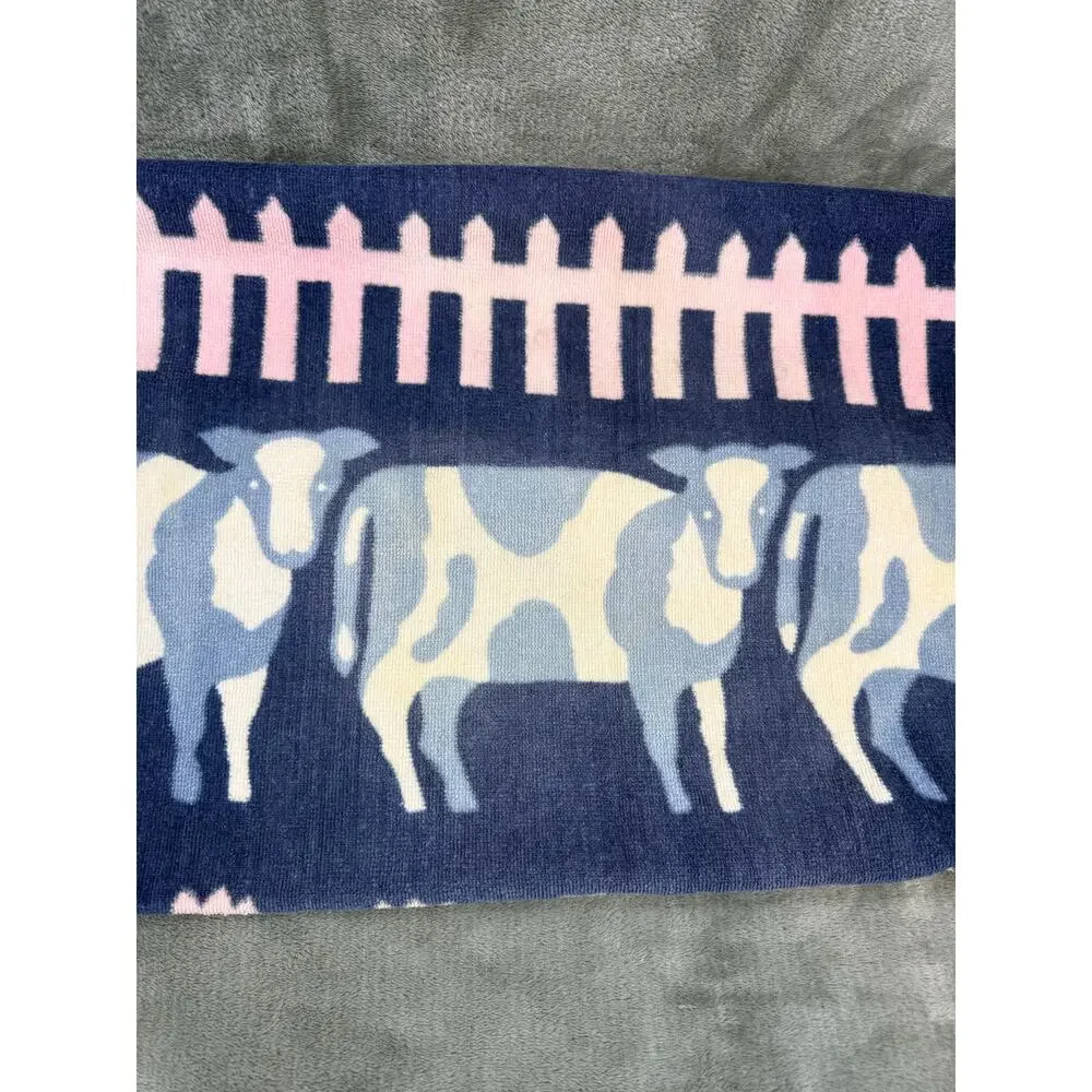 Speckta Designs 1986 Vintage Farm Animal Towel Navy 80s Novelty Geese Pigs Cows